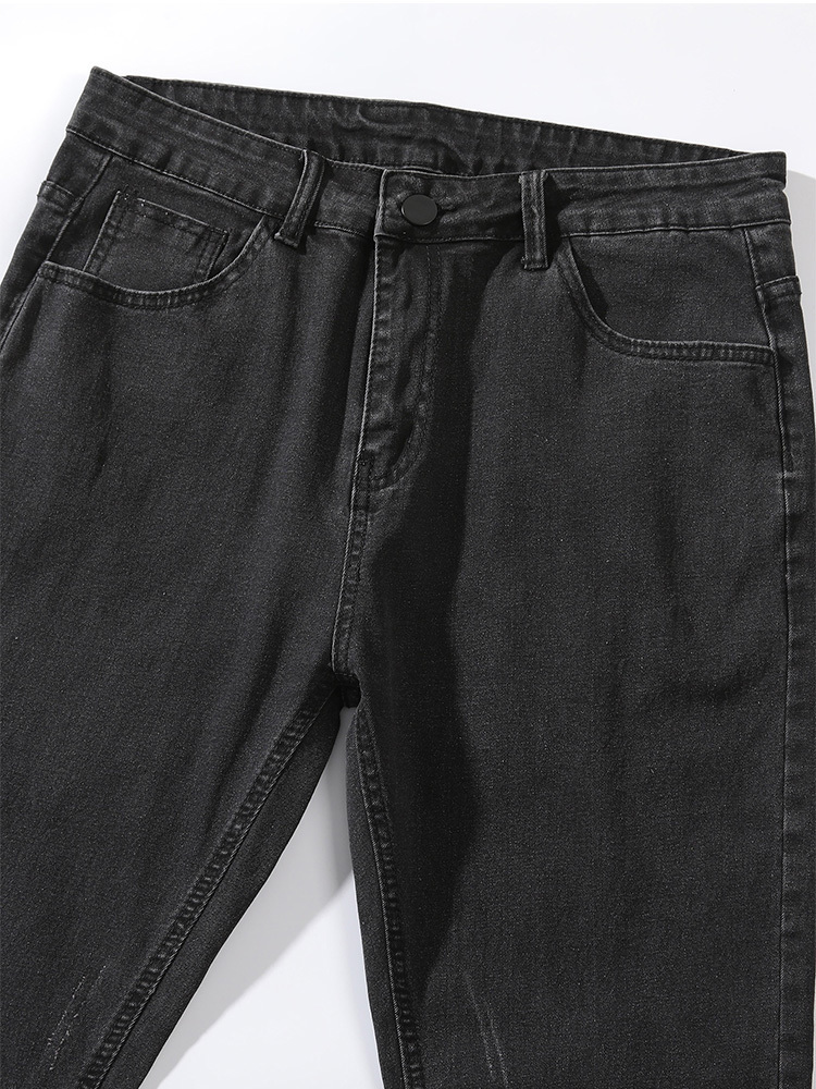 Jeans Men Black Moto Skinny Stretch Ripped Denim Pencil Pants Streetwear s Pure Color Elastic 220408