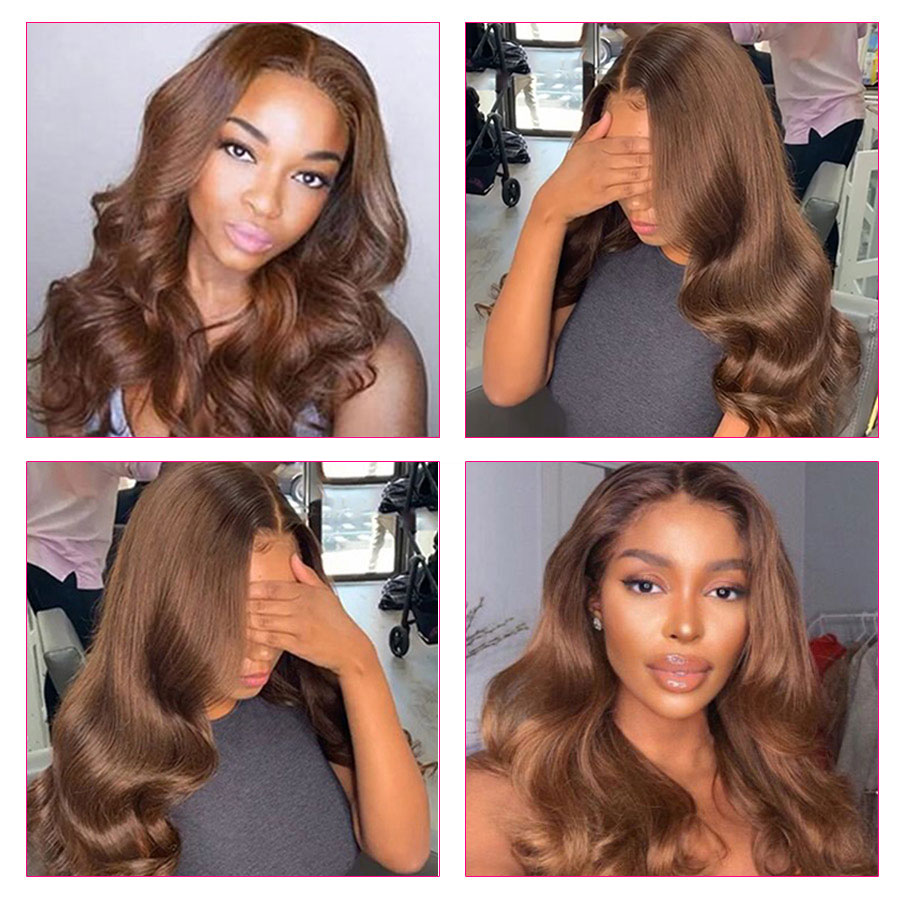 New Colored HD Lace Frontal Wig Body Wave Lace Front Glueless Light Brown wet wavy Human Hair Wigs For Women Remy