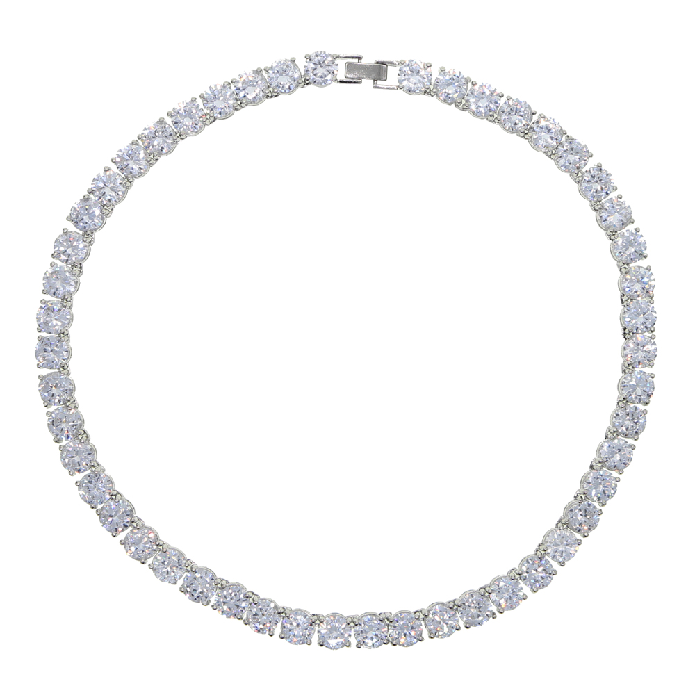 Bg Hip Hop Necklace: 8mm Cubic Zirconia Tennis Chain for Women, Charming Statement Crystal Choker Collar, Party Jewelry