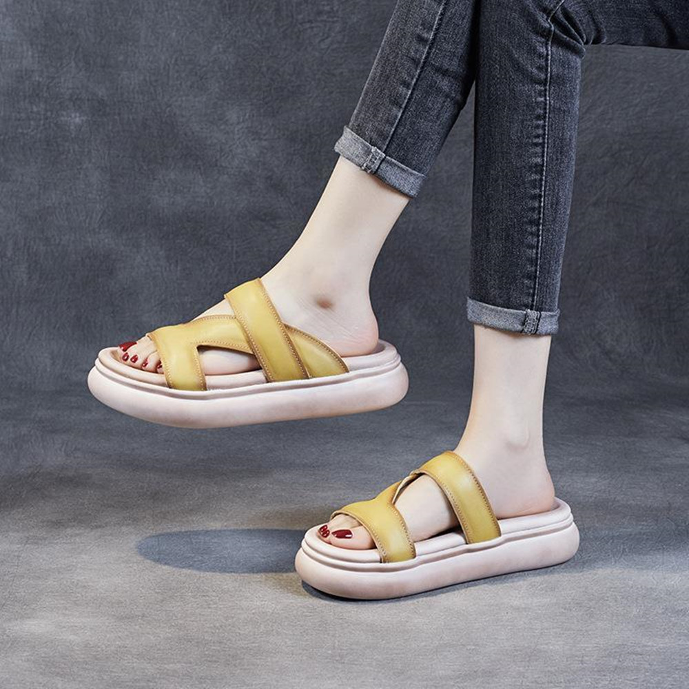 Leather Slippers For women Summer Fashion New Style Thick Bottom Comfortable Leisure Temperament Shopping Sandals, Orange
Leather Slippers For women Summer Fashion New Style Thick Bottom Comfortable Leisure Temperament Shopping Sandals, Orange