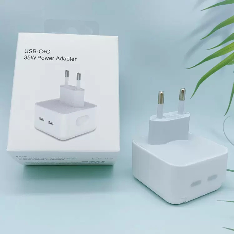 PD 35W 2 in 1 Chargers Dual USB-C port power AC adapter Super fast charging US EU Wall Plug for MacBook mini iphone 16 15 14 13 12 11 X pro max Double