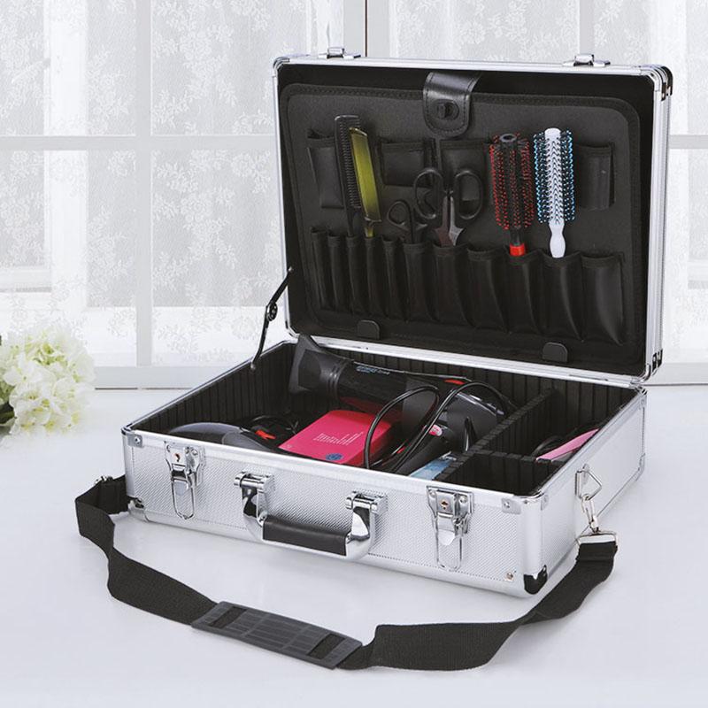 Suitcases Aluminium Beauty Makeup Suitcase Black Hairdressing Stylis Barber Clipper Scissors Case Organizer Cosmetic Tool Box Shoulder Bag
Suitcases Aluminium Beauty Makeup Suitcase Black Hairdressing Stylis Barber Clipper Scissors Case Organizer Cosmetic Tool Box Shoulder Bag