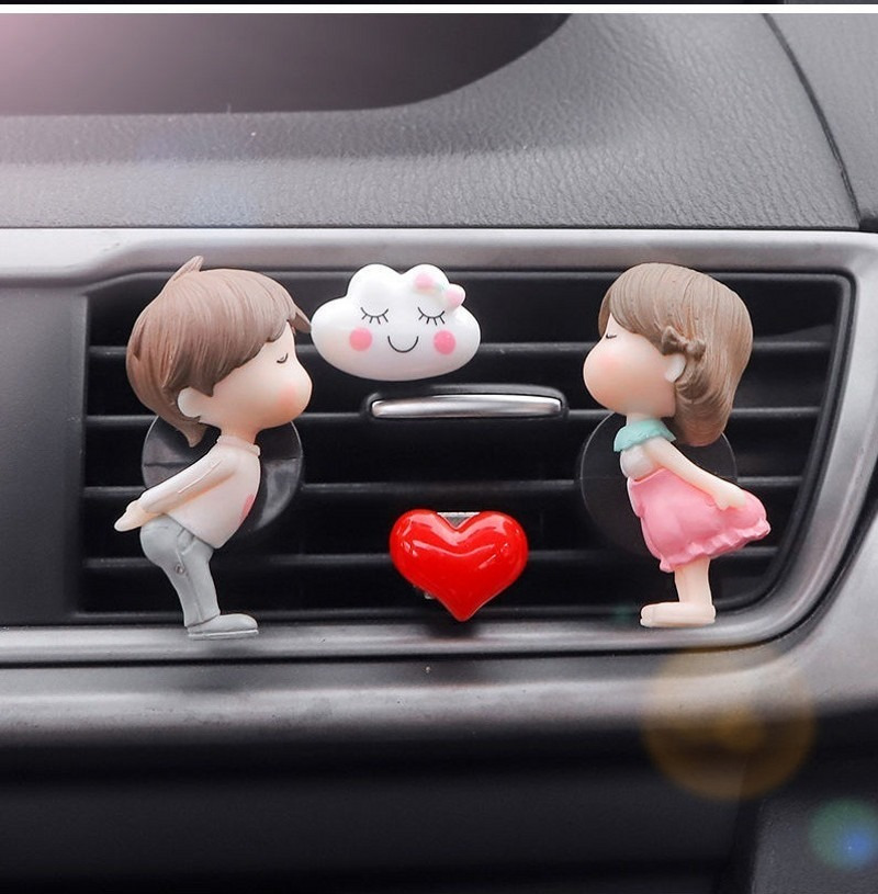 Couples Perfume Clip Car Interior Stylish Decoration Auto Cute Cartoon Couple Aromatherapy Decor Car Accessories Boy Girl Lovers