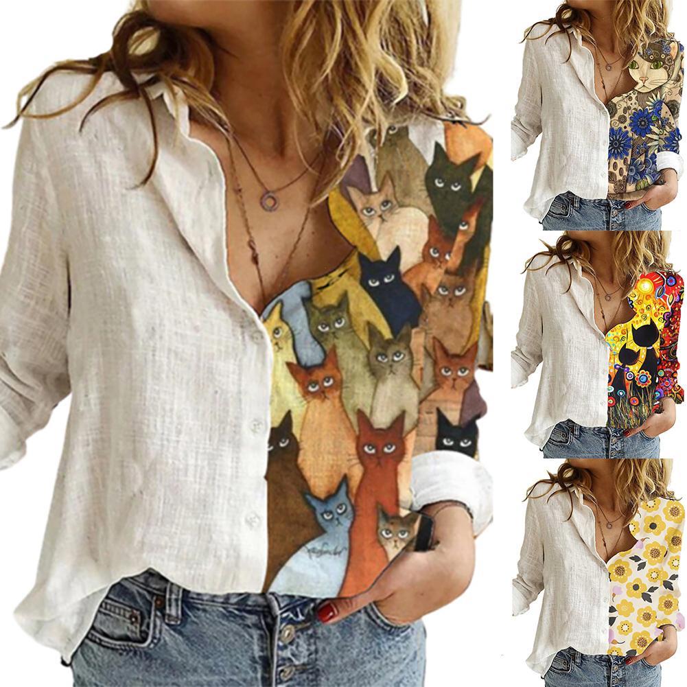 Women Long Sleeve Printing Shirts Sexy Shirt Fashion Buttons Sunflower Cats Patchwork Blouses Office
Women Long Sleeve Printing Shirts Sexy Shirt Fashion Buttons Sunflower Cats Patchwork Blouses Office