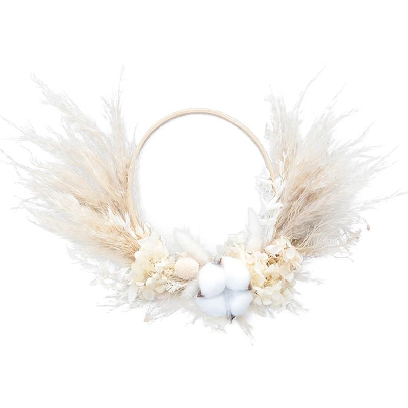 Decorative Flowers Wreaths Natural Pampas Dried Flower Wreath For Home Decor Boho Grass Phragmites Garland Autum Wedding Decorat6584458