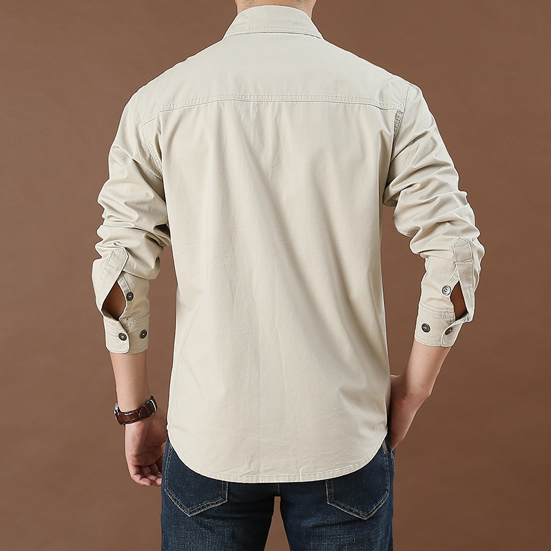 Pure Cotton Casual Shirt Men Oversize Loose Long Sleeve Cargo s Men's Clothing High Quality Solid Tooling 6XL AF1388 220322