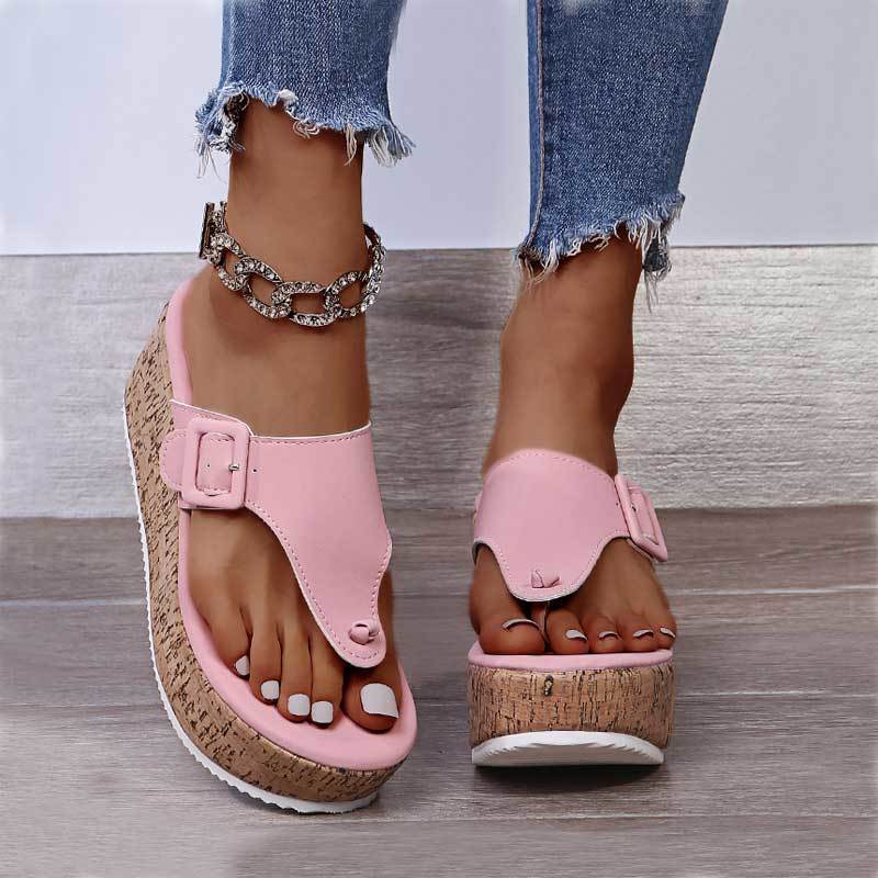 Women Summer Flip Flops Shoes Female Wedge Platform Sandal Ladies 7.5cm Thick Bottom Casual Slippers Shoe Black Pink 220406