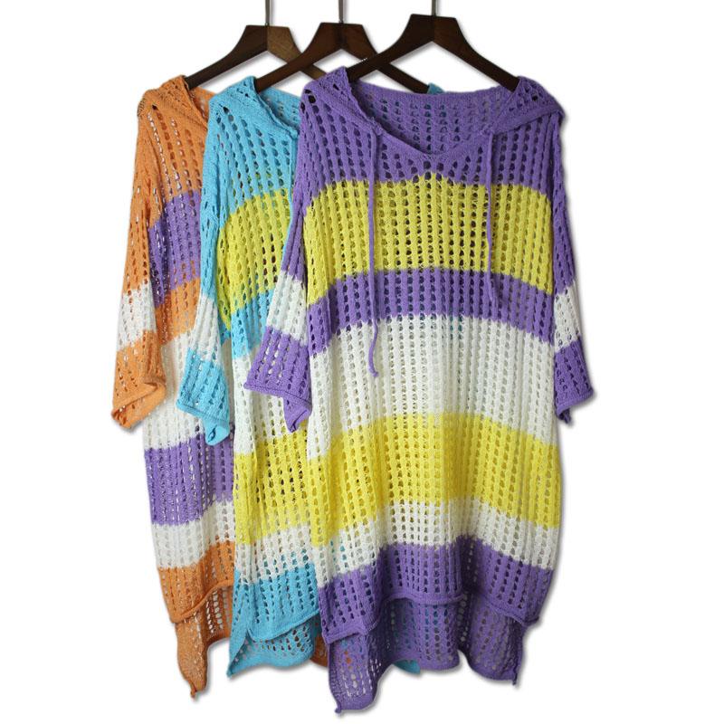 Women's Sweaters Summer Chic Hooded Striped Hollow Out Knitted Harajuku Loose Casual Long Top Fashion Half-sleeved Wild Sunscreen Women Clot, Orange
Women's Sweaters Summer Chic Hooded Striped Hollow Out Knitted Harajuku Loose Casual Long Top Fashion Half-sleeved Wild Sunscreen Women Clot, Orange
