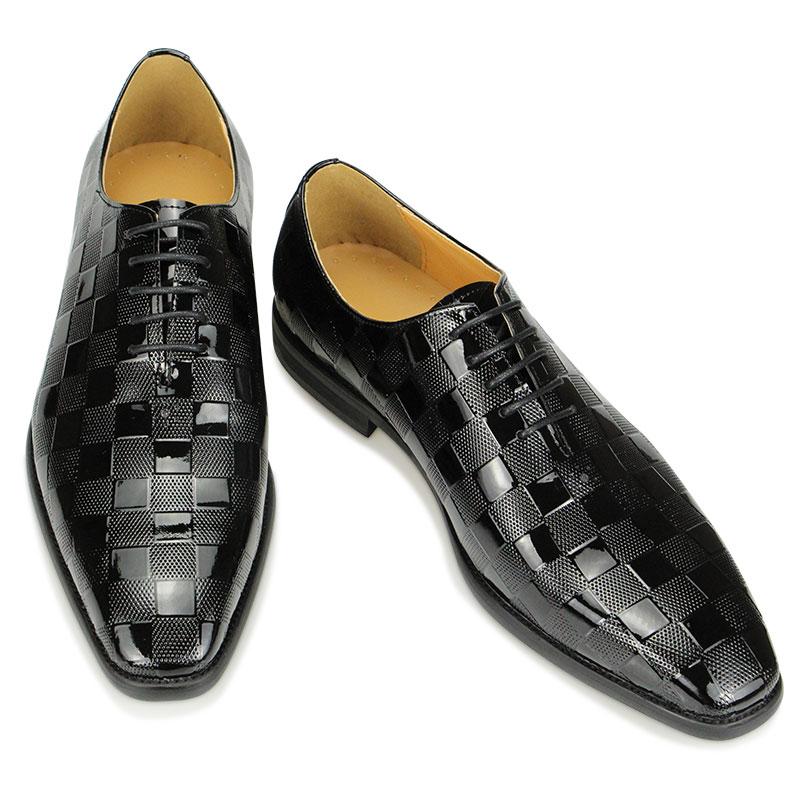 Dress Shoes Men Plaid Formal Oxfords For Patent Leather Printing Designer Wedding Footwear Pointed Lace Up Gentleman Style, Black
Dress Shoes Men Plaid Formal Oxfords For Patent Leather Printing Designer Wedding Footwear Pointed Lace Up Gentleman Style, Black