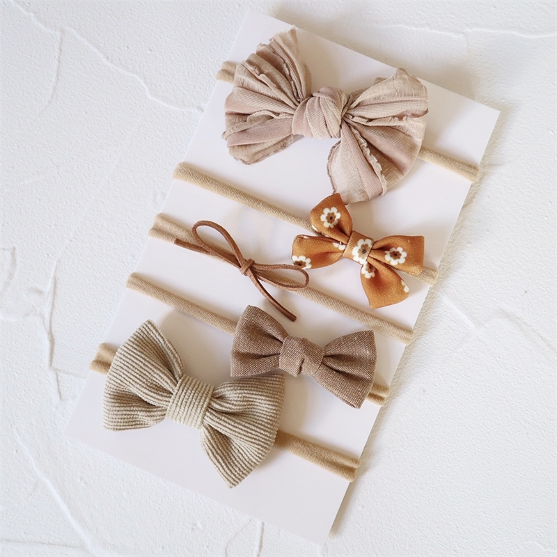 5PcsSet Baby Bow Headband Nylon Headbands Cotton Hair Bands for Children Girls Soft Hairband born Hair Accessories Toddler 220519