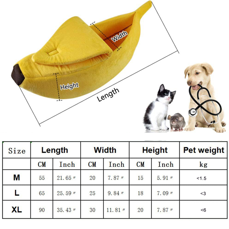 Cute Banana Cat Bed House Super Soft Pet Kennel Dog Warm Sleeping Basket Kitten Comfort Cushion For Cats Portable Cozy Cave 220323