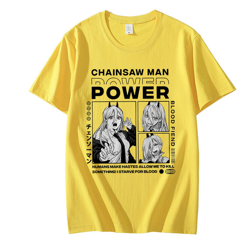 Chainsaw Man Denji Power Anime Fashion Prints Oversized T-shirt Women/Men T-shirts with Short Sleeves Casual Streetwear Tops 220616
