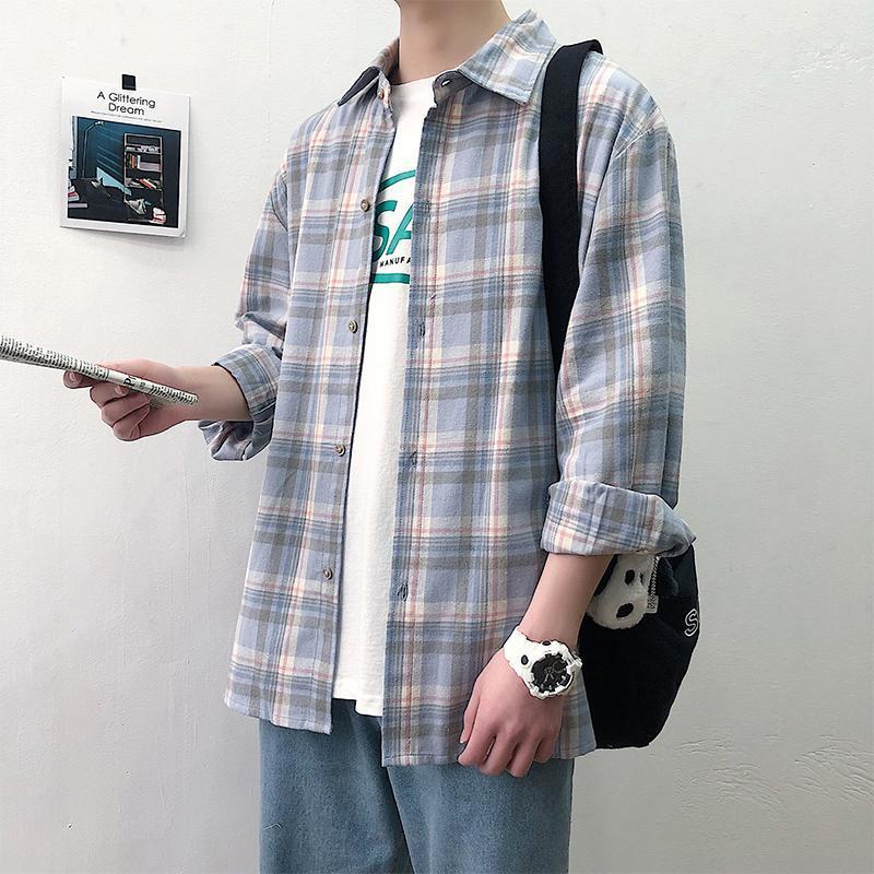 Spring And Autumn Plaid Long-sleeved Shirt Men' Loose Korean Hong Kong Style Couple Coat Casual Shirts, Blue
Spring And Autumn Plaid Long-sleeved Shirt Men' Loose Korean Hong Kong Style Couple Coat Casual Shirts, Blue