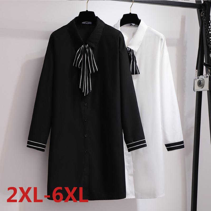 Plus Size Dresses Summer Long Sleeve Loose Solid Bow Collar Top Fashion Black Casual Clothing Large T-shirt Chiffon Dress, A0422-black
Plus Size Dresses Summer Long Sleeve Loose Solid Bow Collar Top Fashion Black Casual Clothing Large T-shirt Chiffon Dress, A0422-black