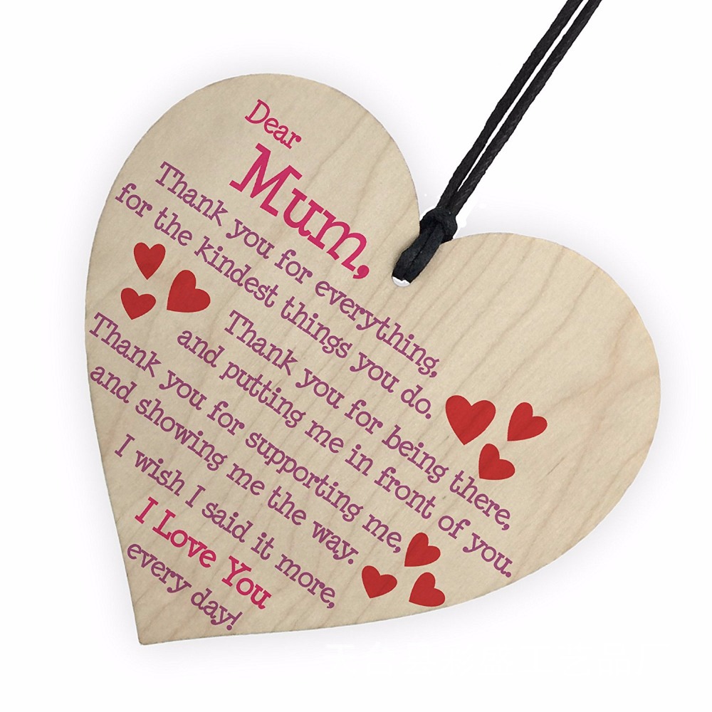 Handmade Wooden Heart Shaped Hanging Gift Plaque Pendant Family Friendship Love Sign Wine Tags Christmas Tree Small Hanging hearts Decor W0