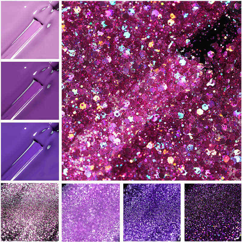 NXY Nail Gel 7 5ml Purple Series Polish Reflective Laser Glitter Semi Permanent Lamp Varnishes Soak Off Art Design 0328