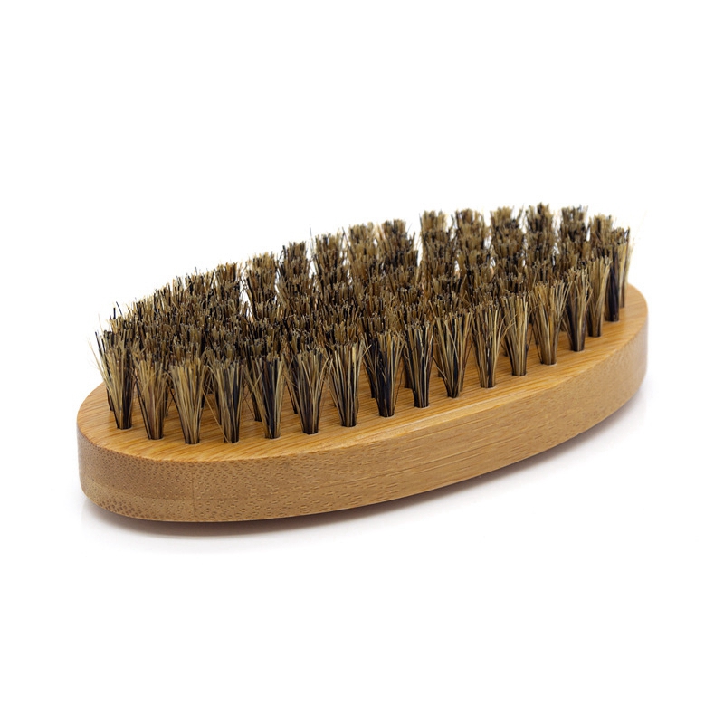 11.3x5.5x3cm Bamboo Boar Bristles Beard Brush Mustache Comb Men Face cleaning brush