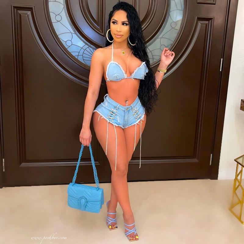 Women' Tracksuits Women' Sleeveless Solid Sexy Bikini Summer Short Pant Shorts 2PCs Set Matching Sets Club Birthday OutfitsWomen, Jean blue
Women' Tracksuits Women' Sleeveless Solid Sexy Bikini Summer Short Pant Shorts 2PCs Set Matching Sets Club Birthday OutfitsWomen, Jean blue