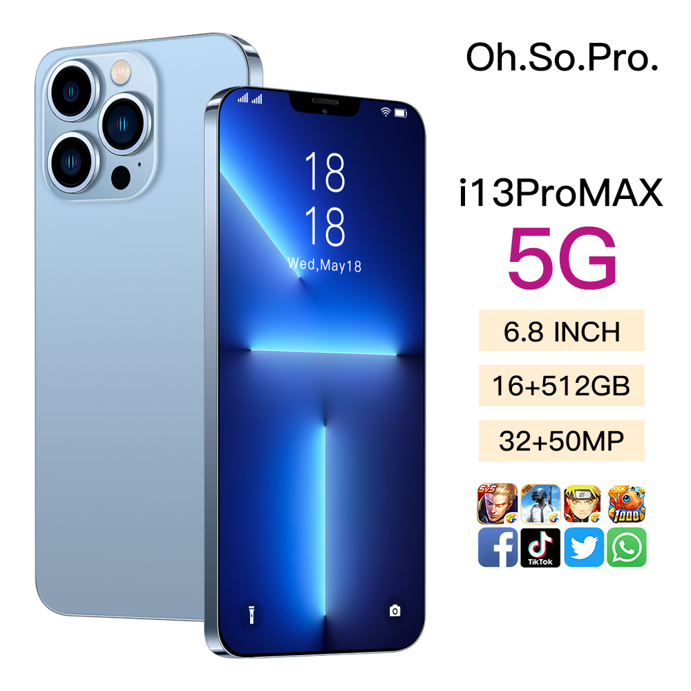 

2022 Hot DealsGlobal Version I13 Pro Max 5G Smartphone 16GB 512GB 10 Core Android 11 Celular 6.8 Inch 6800mAh Cellphone Unlock M