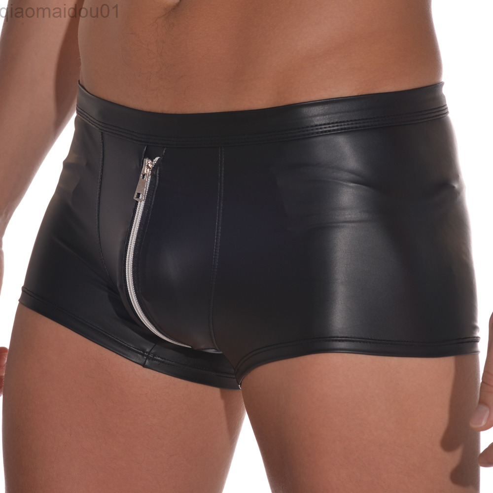 Mens Soft Underwear Faux Leather Zipper Boxers Male Comfortable High Quality Thin Fashion Briefs L220809, Black
Mens Soft Underwear Faux Leather Zipper Boxers Male Comfortable High Quality Thin Fashion Briefs L220809, Black