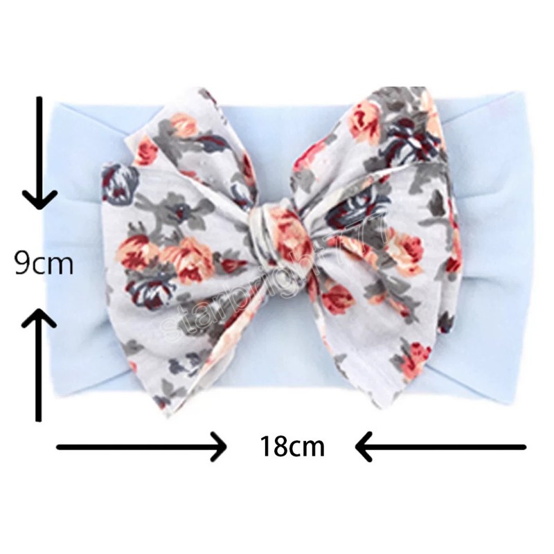 Baby Girls Florals Bowknot Headband Kids Soft Nylon Elastic Hairband Children Bandanas Head Band Princess Hair Accessory 25 Colors