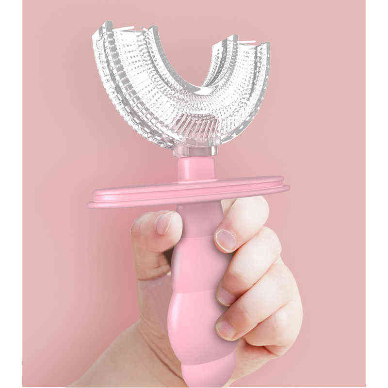 Toothbrush Soft Silicone Baby Mouth Toothbrush with Cover U-shaped Children Teeth Oral Care Cleaning Brush 0511