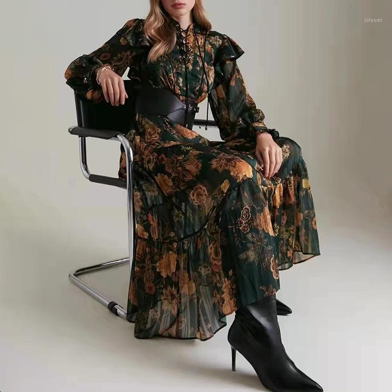 Casual Dresses European Vintage Dress Women Chiffon Printed Long 2022 Spring Retro Emerald Lace Up Neck Corset Waist Flower, Beige
Casual Dresses European Vintage Dress Women Chiffon Printed Long 2022 Spring Retro Emerald Lace Up Neck Corset Waist Flower, Beige