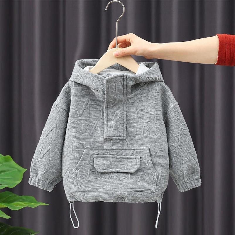 Hoodies & Sweatshirts Spring Autumn Fashion Embossing Drawstring Baby Boys Hoodi 220824