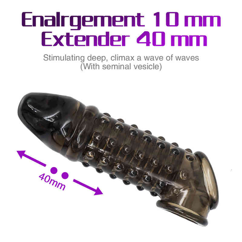 Vibrator Sexy toys Massager Soft Silicone Penis Extension Sleeve Reusable Condom With Particles Enlargement Extender Delay Ejaculation Male Sex T
