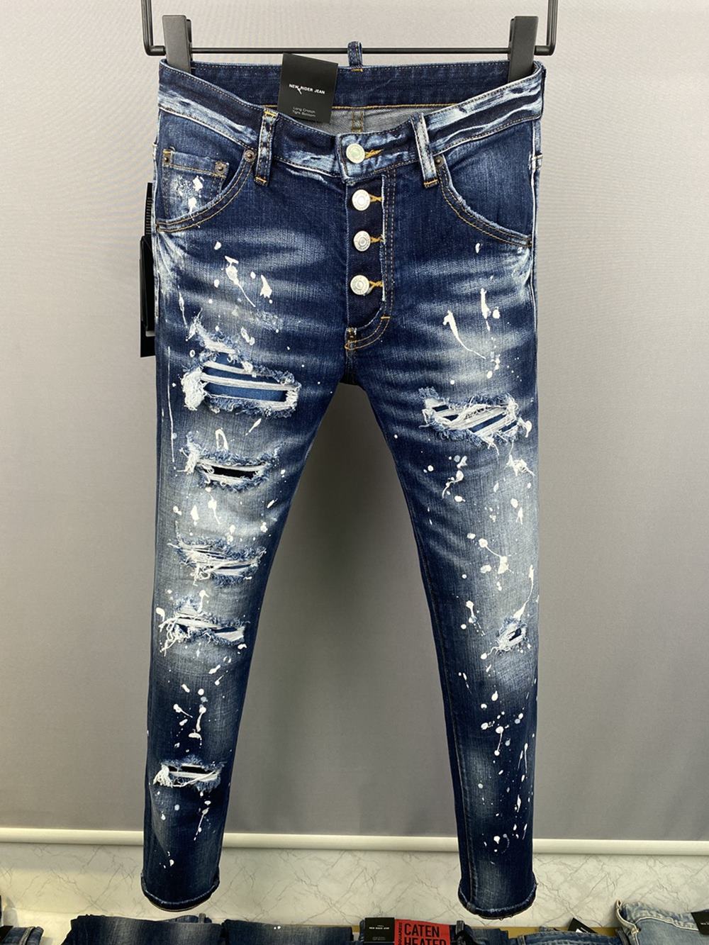 Italian fashion European and American men's casual jeans high-end washed hand polished quality optimized 9850