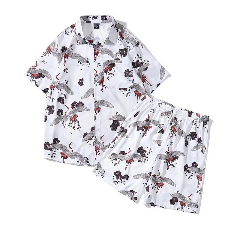 Men's Tracksuits Mens Hawaiian Shirts + Short Outfit 2022 Summer Casual Flying Cranes Leaf Print Sleeve Shirt Beach Shorts Two Piece Suit, White
Men's Tracksuits Mens Hawaiian Shirts + Short Outfit 2022 Summer Casual Flying Cranes Leaf Print Sleeve Shirt Beach Shorts Two Piece Suit, White