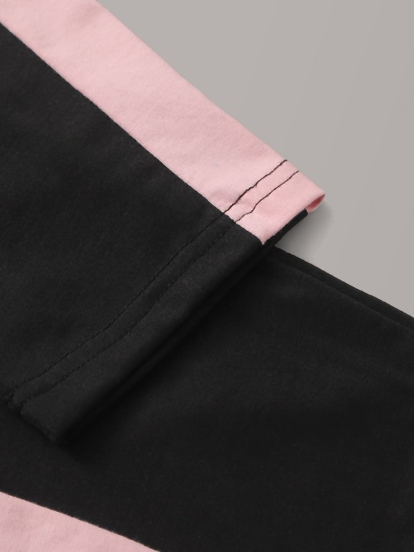 Toddler Girls Color-block Letter Graphic Tee With Leggings SHE