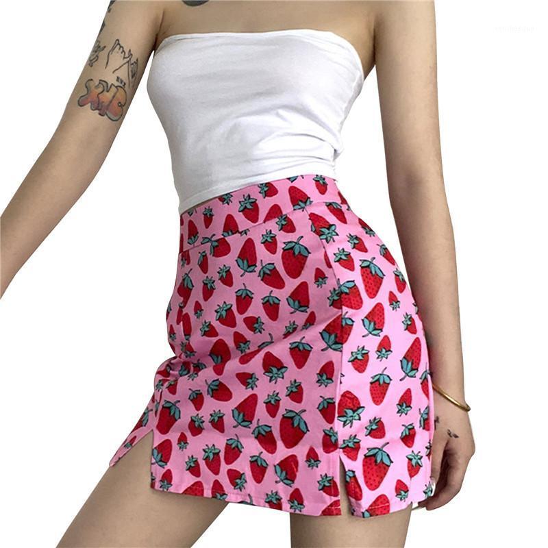 Skirts Women' Sexy Contrast Color Skirt, High Waist Strawberry Printing Short Dress, Casual Split Bodycon Clothing, Pink 
Skirts Women' Sexy Contrast Color Skirt, High Waist Strawberry Printing Short Dress, Casual Split Bodycon Clothing, Pink