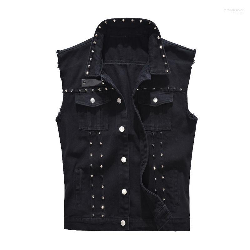 Mens Vest Vintage Denim Jeans Male Fashion Black Sleeveless Jackets Waistcoat Men Spring Autumn Rivet Hole Waistcoats Stra22
Mens Vest Vintage Denim Jeans Male Fashion Black Sleeveless Jackets Waistcoat Men Spring Autumn Rivet Hole Waistcoats Stra22