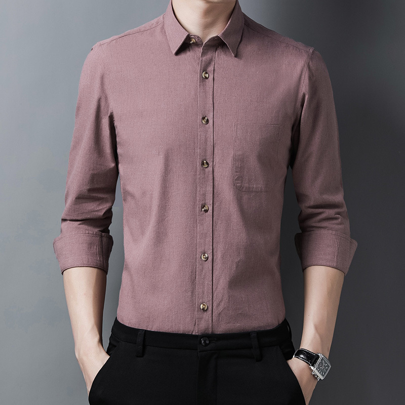 spring and autumn solid color long-sleeved shirt men's clothing business casual shirts zde1766 220330
