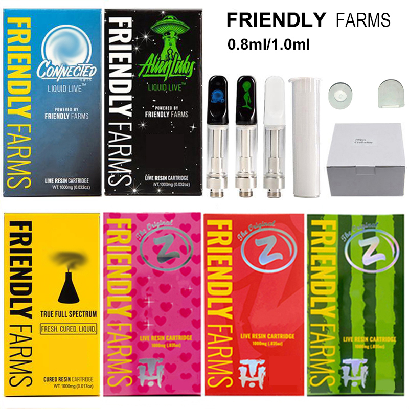 Friendly Farms Live Resin Atomizers FF Premium Vape Cartridge With 10 Strains Packagings Packing Boxes 0.8ml 1.0ml 510 Thread Ceramic Glass Vape Carts Packages
Friendly Farms Live Resin Atomizers FF Premium Vape Cartridge With 10 Strains Packagings Packing Boxes 0.8ml 1.0ml 510 Thread Ceramic Glass Vape Carts Packages