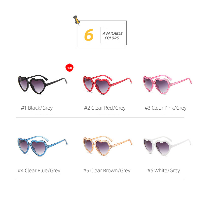 Fashion Love Heart Sunglasses Kids Stylish Design Gradient Glitter Eyewear Children Outdoor UV Protection Sun Glasses for Boys Girls High Quality Z260