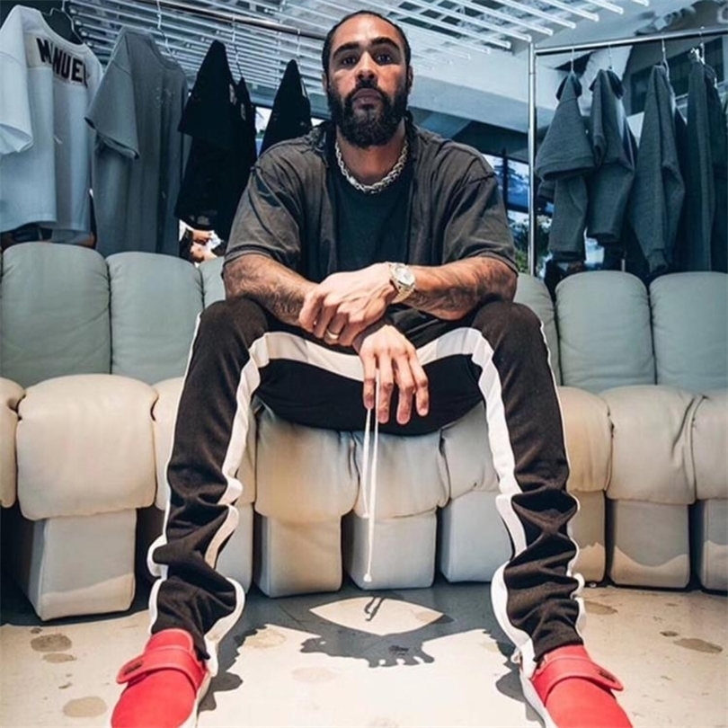 Striped Track Pants Mens HipHop Joggers Pants for male women Streetwear Colorblock Zipper Loose SweatPants slim fit Trousers 201118