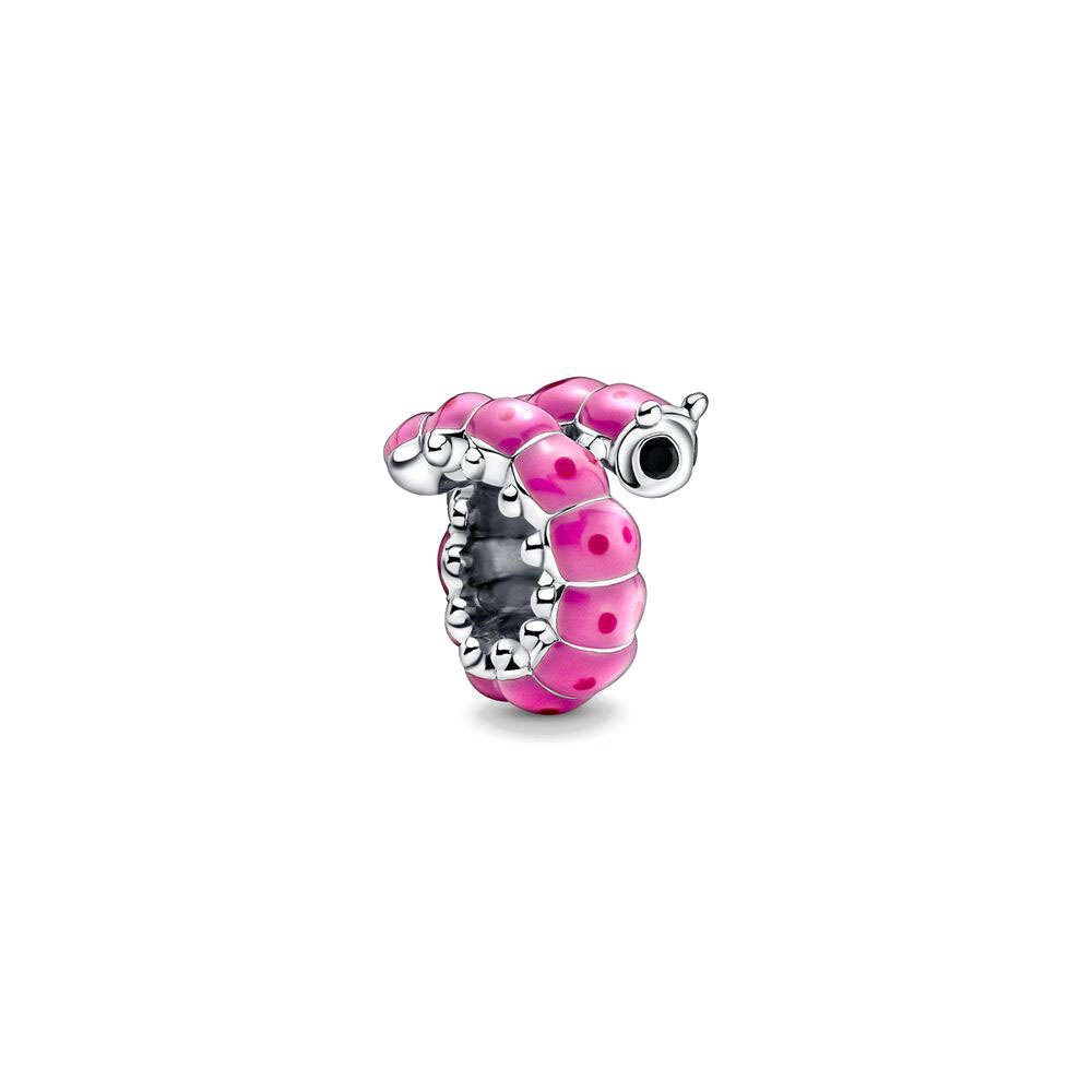 New Popular 925 Sterling Silver European Fashion Spring Pink Flower Friend Clip Envelope Curly Caterpillar Beads For Charm Bracelet Jewelry