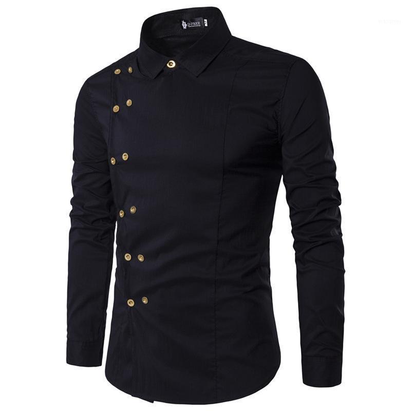 Fashion Men's Tyrant Gold Double-breasted Slim Long Sleeve Shirt Casual Lapel Solid Color Top Men Shirts, Black
Fashion Men's Tyrant Gold Double-breasted Slim Long Sleeve Shirt Casual Lapel Solid Color Top Men Shirts, Black