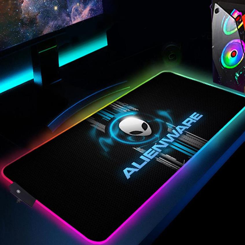 Mouse Pads Wrist Rests Mousepad RGB 900x400 LED Gamer Pad Alienware Rubber Extended Keyboard Mat Computer Accessories Gaming Cus