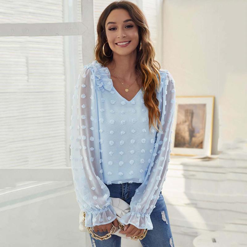 Women' Blouses & Shirts 2022 Autumn Chiffon Blouse Women V Neck Long Sleeve For Sexy Loose Female White Black, Sky blue
Women' Blouses & Shirts 2022 Autumn Chiffon Blouse Women V Neck Long Sleeve For Sexy Loose Female White Black, Sky blue