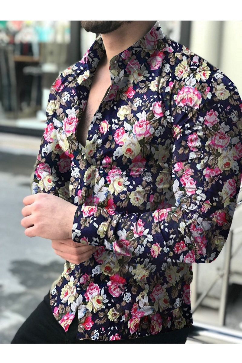 Camisa manga larga para hombre, Top Floral, blusa informal, camisas Hawaianas, ropa masculina 220322