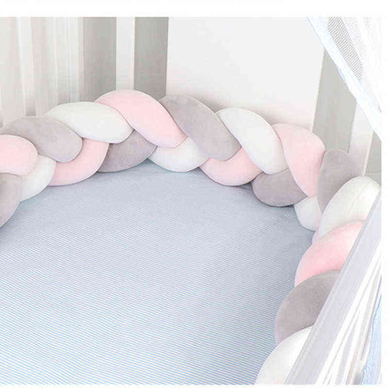 1M/2M/3M Baby Bumper Bed Braid Knot Pillow Cushion Bumper Room Decor Infant Bebe Crib Protector Cot Bumper AA220326