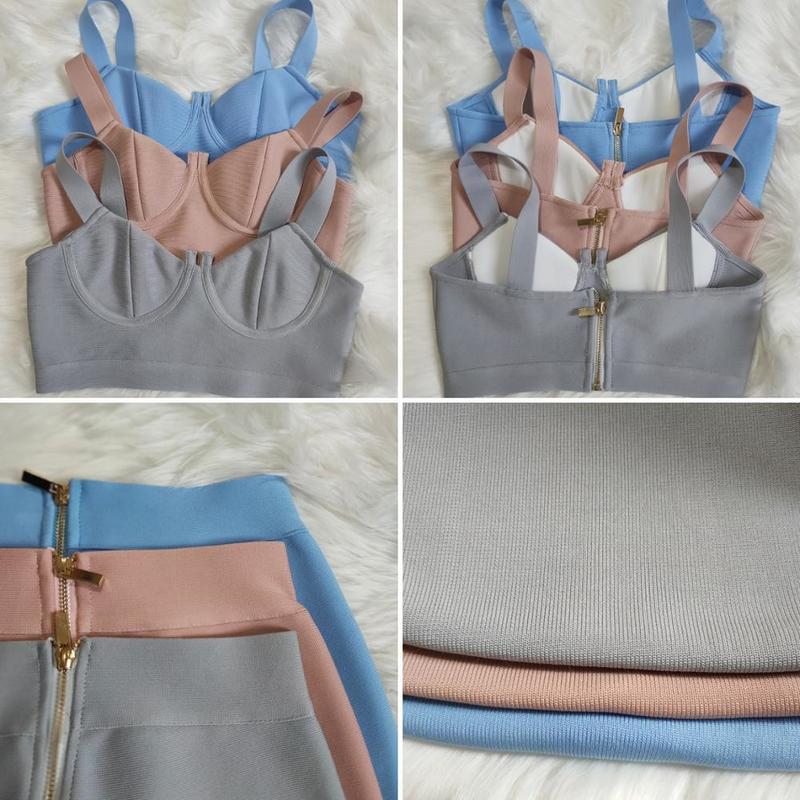 Bandage Set 2 Pieces Strap Sleeveless Bustiers And Long Bell-Bottoms Trousers Sexy Celebrity Party Sheath Vestidos Dobanmbd 220315