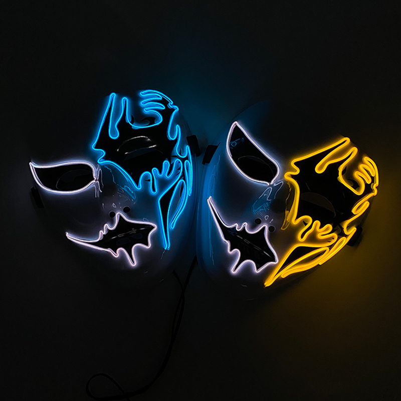 Party Masks Neon Light LED Halloween Scary Cosplay Masque Ma 220823