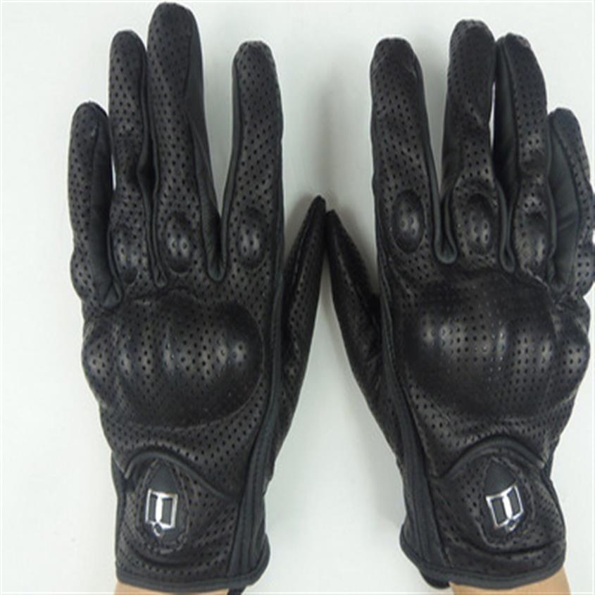 Top Guantes Fashion Glove real Leather Full Finger Black moto men Motorcycle Gloves Motorcycle Protective Gears Motocross Glove298