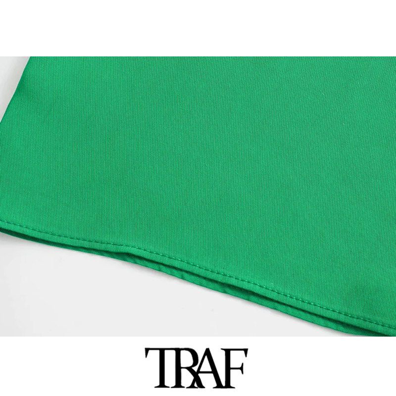 TRAF Women Chic Fashion Side Pockets Loose Wide Leg Pants Vintage High Elastic Waist Drawstring Female Trousers Mujer 220325