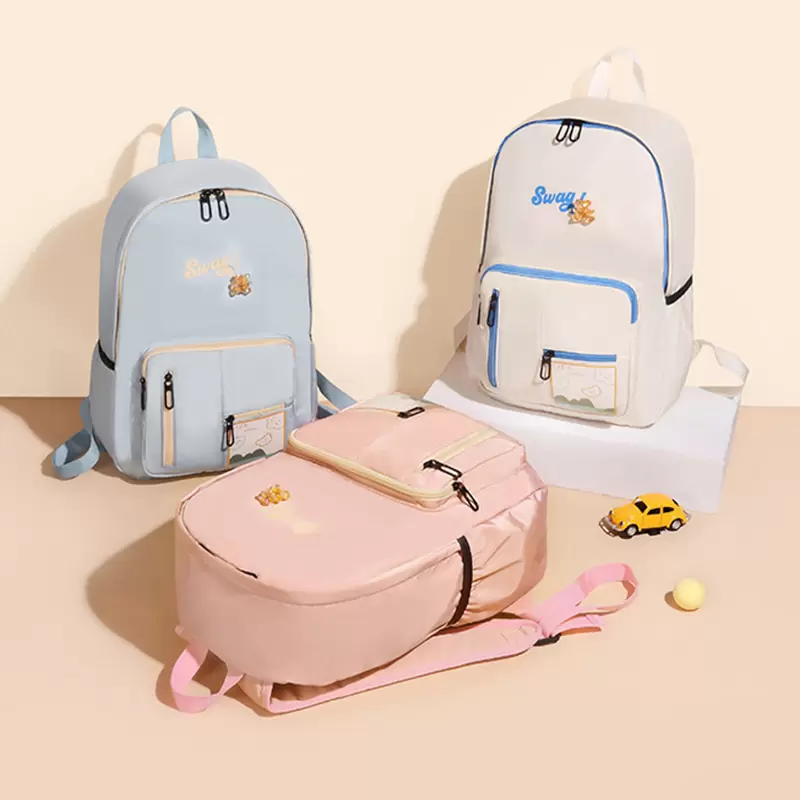 Waist bagsWomans Backpack Nylon Waterproof Schoolbag Junior High School Bags Large Capacity Female Backpack Cute Bear Accessories M153