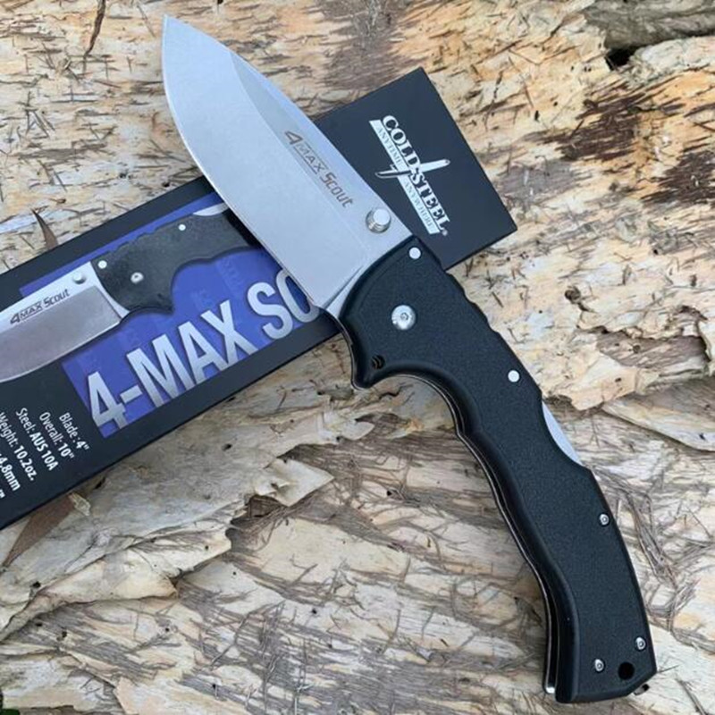 

New Cold Steel 62RQ 4-Max Scout Folding Knife AUS-10A Blade Griv-Ex Nylon Glass Fiber Handle Quality Outdoor Camping Hunting EDC Tactical Survival Knives Tool